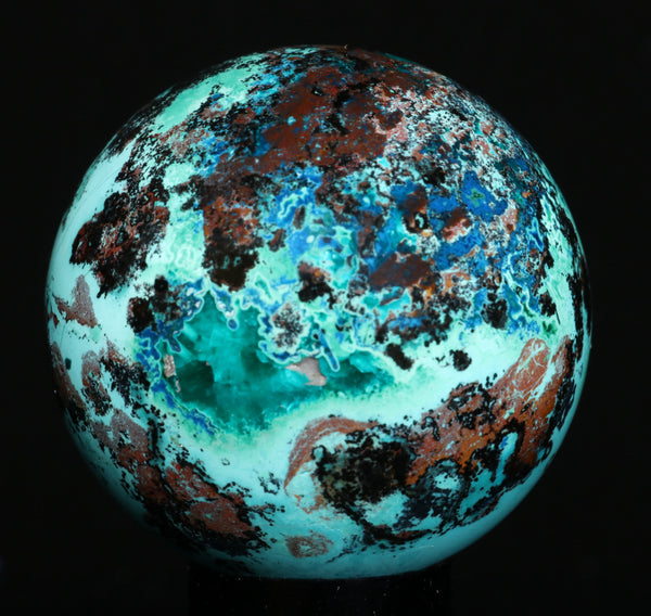 Chrysocolla and copper mineral sphere 1.54